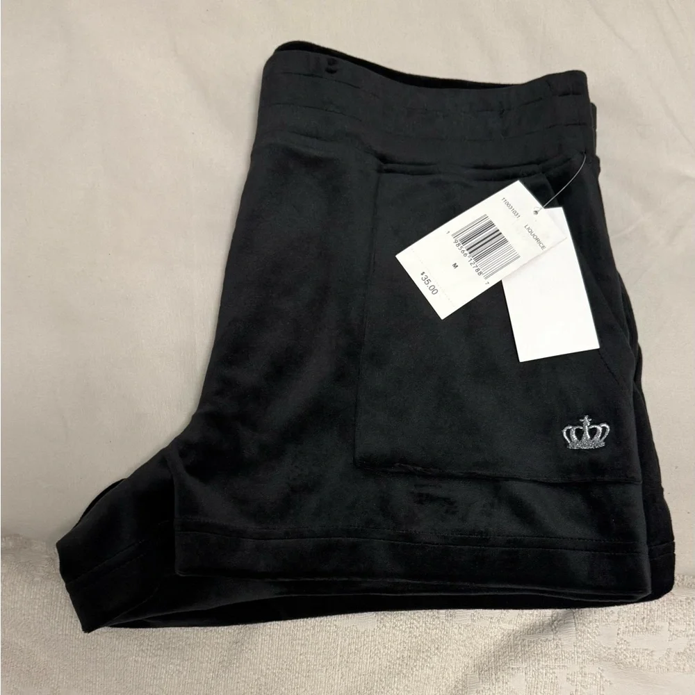 Y2K Style Juicy by Juicy Couture Black Velour Lounge Shorts NWT - L - Picture 2 of 5